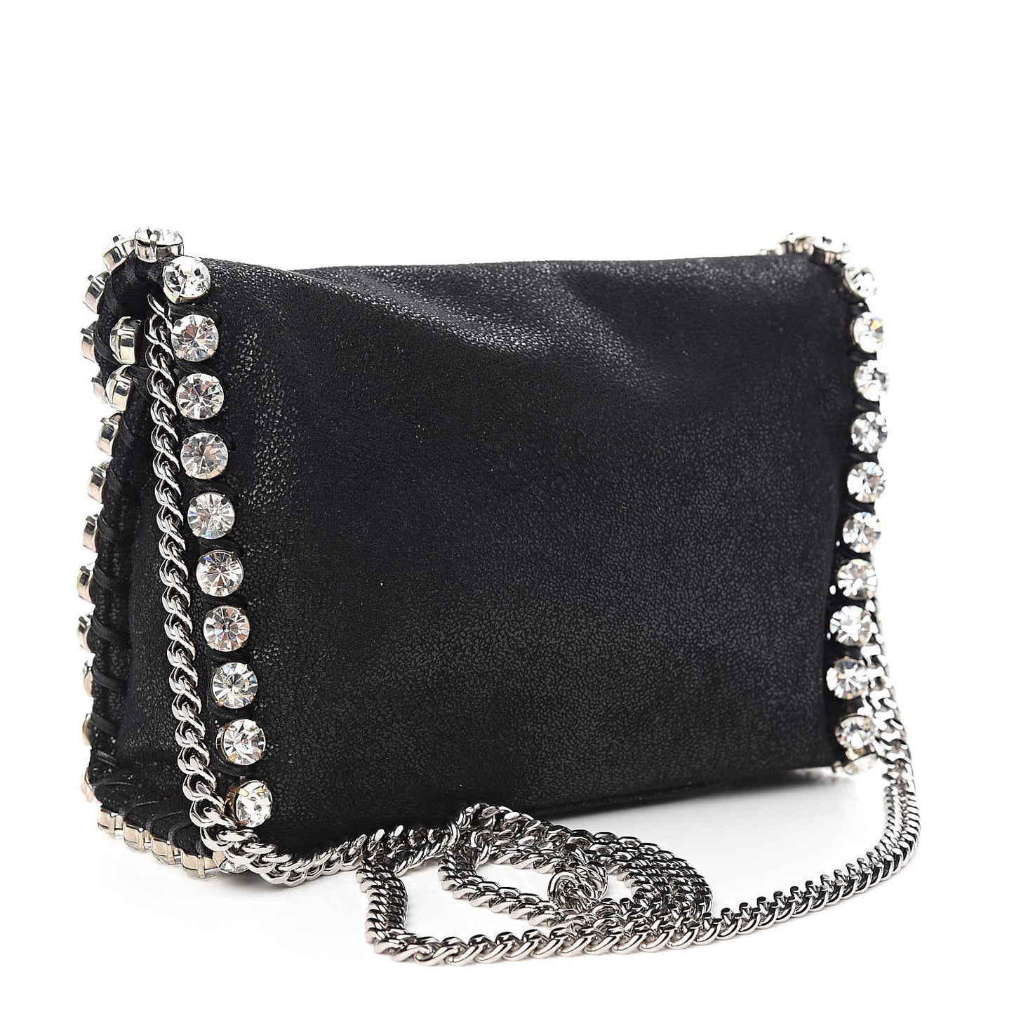 Shaggy Deer Mini Fold Over Falabella Crystal Crossbody Black