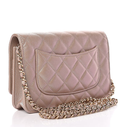 Chanel Iridescent Caviar Quilted Wallet On Chain WOC Beige 3 of 12