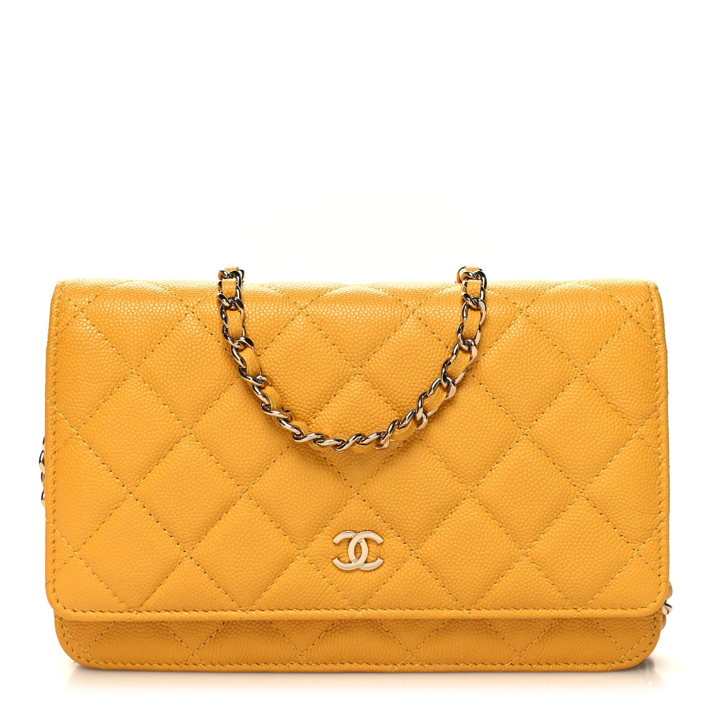 Caviar Quilted Wallet on Chain WOC Yellow