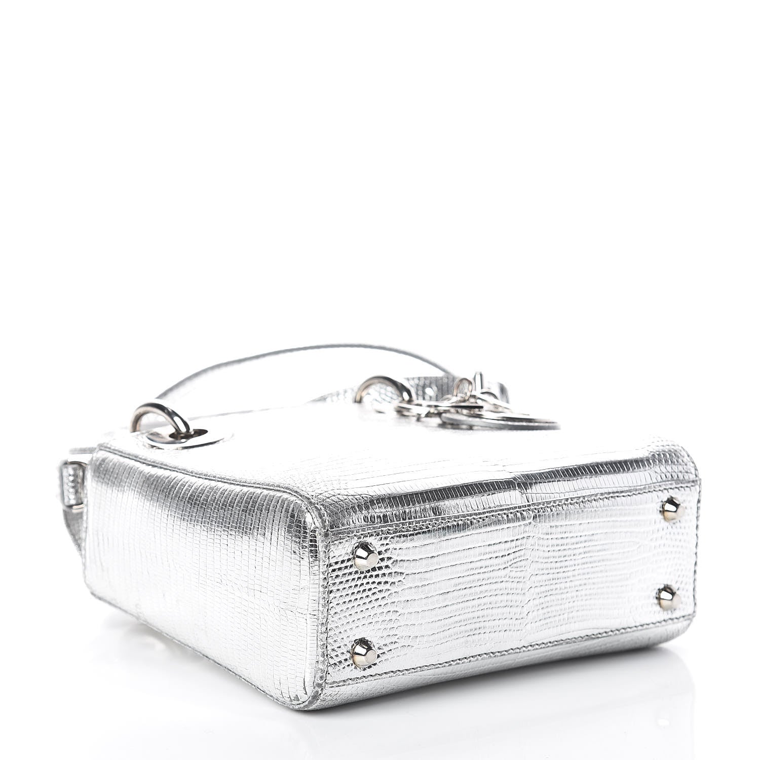 Christian Dior Metallic Lizard Mini Lady Dior Silver 4 of 17