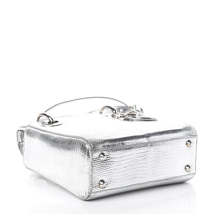 Christian Dior Metallic Lizard Mini Lady Dior Silver 4 of 17