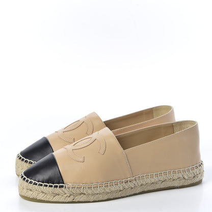 Chanel Lambskin CC Espadrilles 38 Beige Black 2 of 11