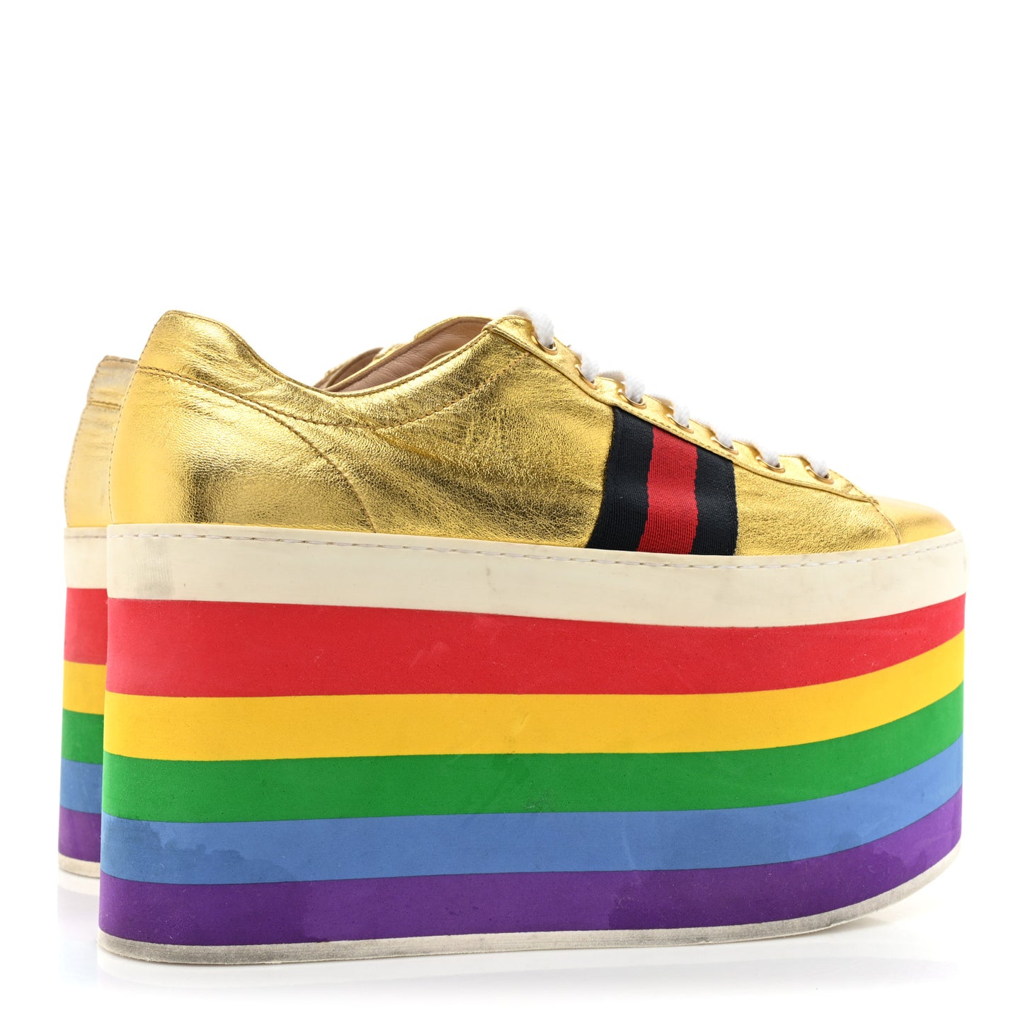 Metallic Nappa Peggy Platform Sneakers 38.5 Oro Vecchio