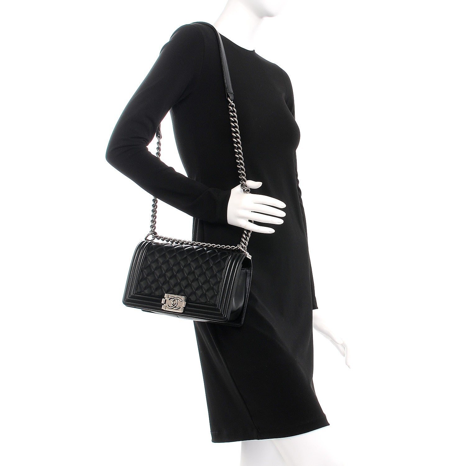 Chanel Lambskin Quilted Medium Boy Flap Black 2 of 8