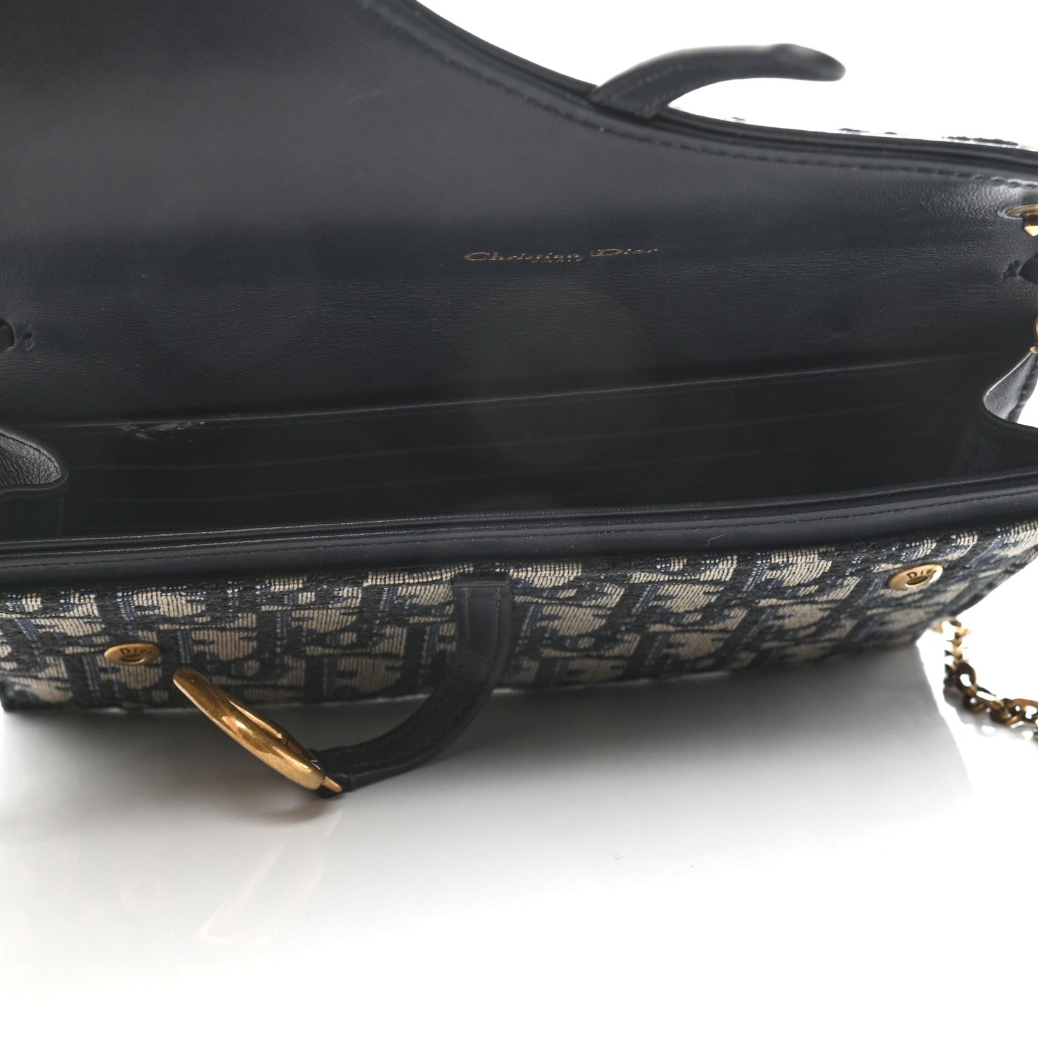 Christian Dior Oblique Saddle Chain Long Wallet Blue 5 of 7