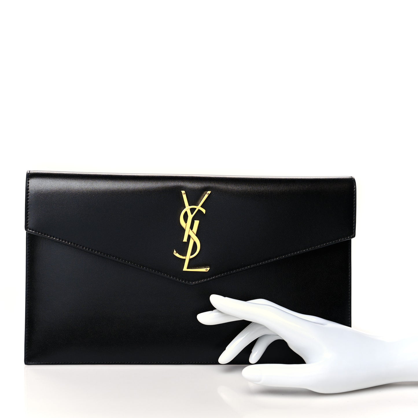 Smooth Shiny Calfskin Monogram Uptown Pouch Black