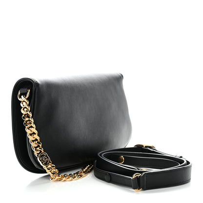 Gucci Roxy Calfskin Blondie Chain Shoulder Flap Bag Black 3 of 11