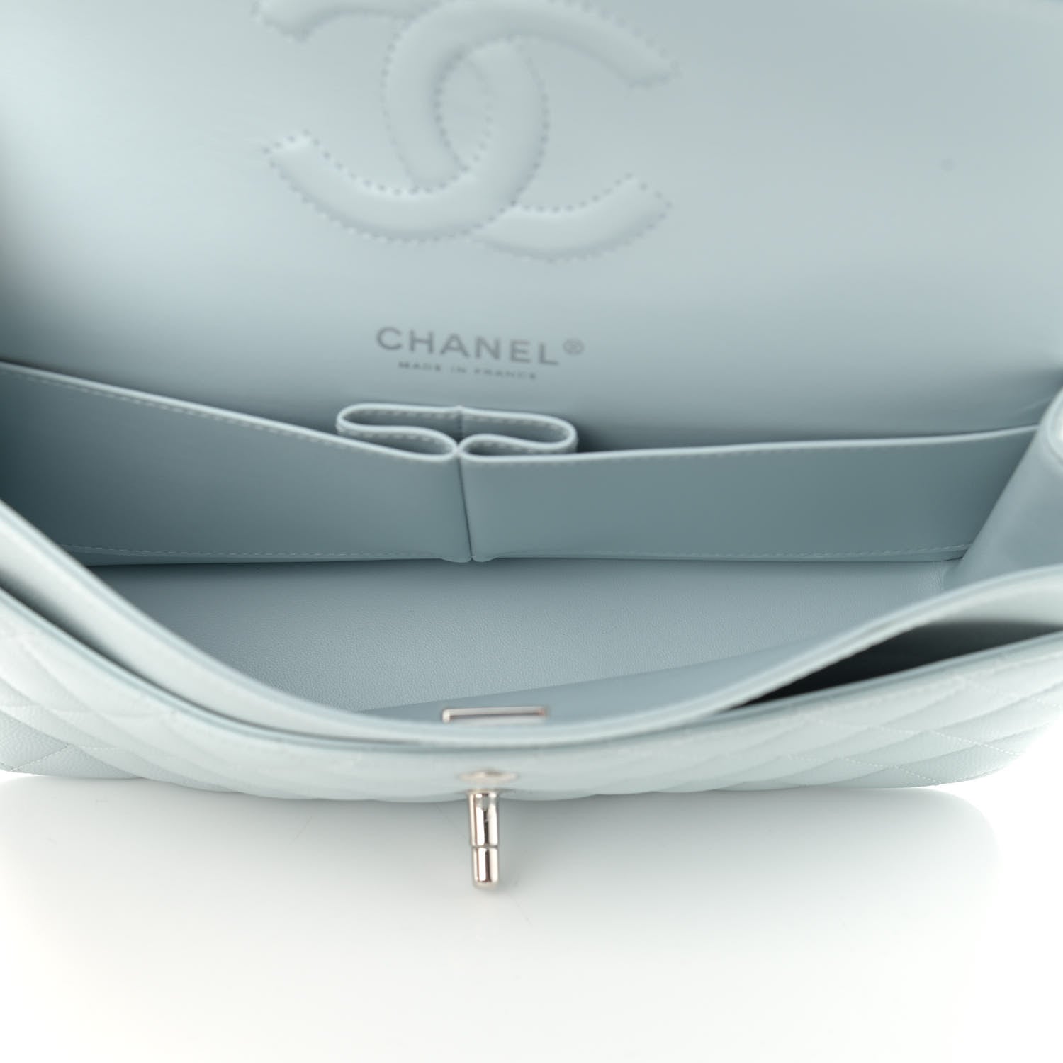 Chanel Caviar Quilted Medium Double Flap Light Blue 5 of 11