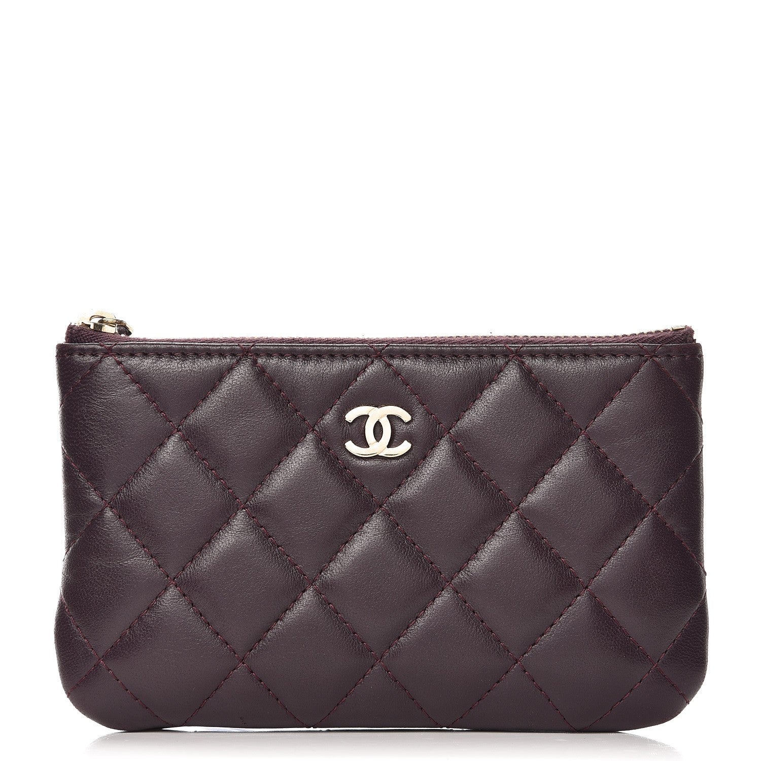 Chanel Lambskin Quilted Small Cosmetic Case Dark Purple 1 of 8