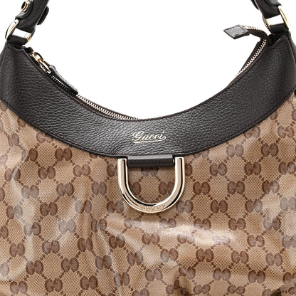 Gucci Crystal Monogram Large D Gold Hobo Dark Brown 14 of 21