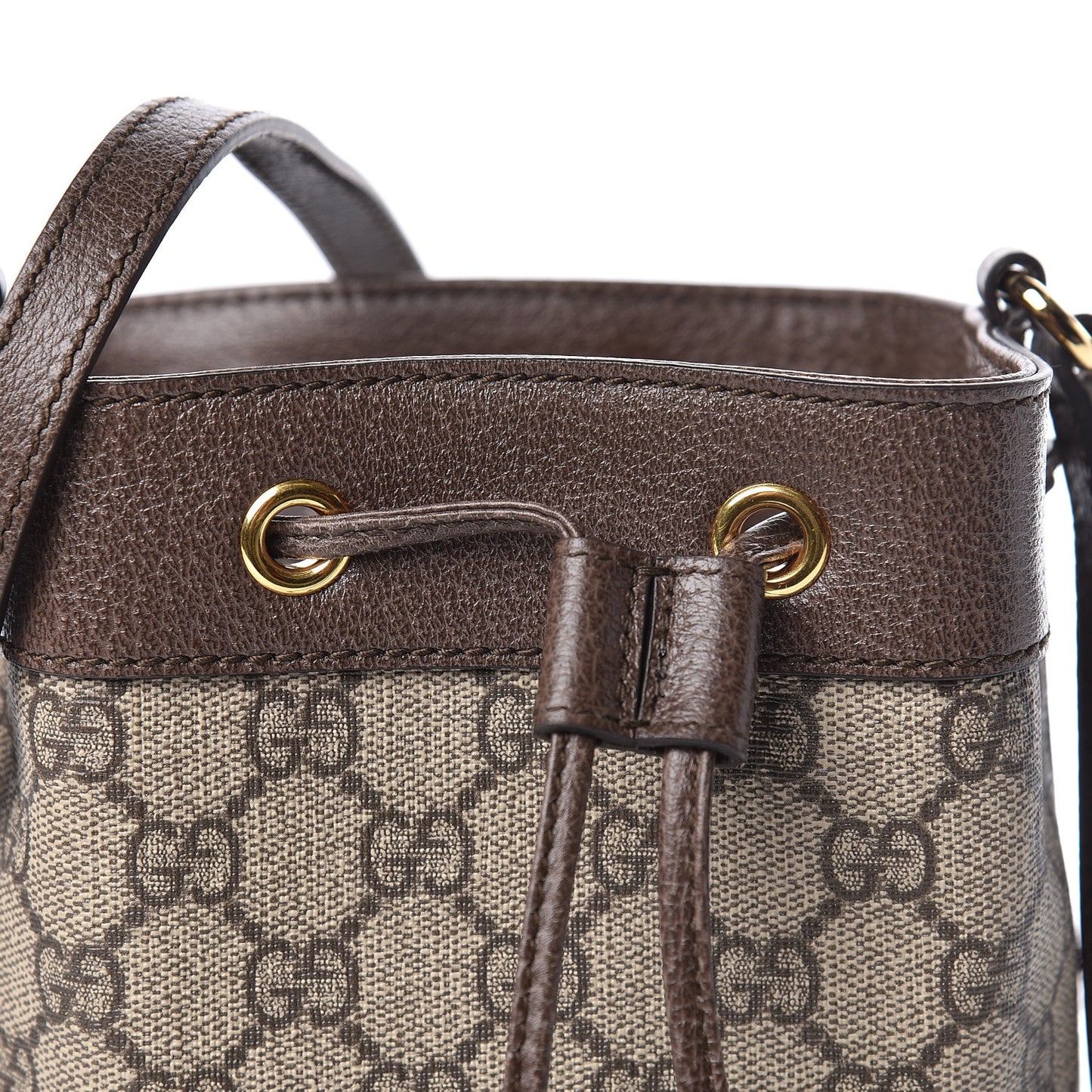 GG Supreme Monogram Web Mini Ophidia Bucket Bag Brown