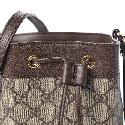 Gucci GG Supreme Monogram Web Mini Ophidia Bucket Bag Brown 10 of 11