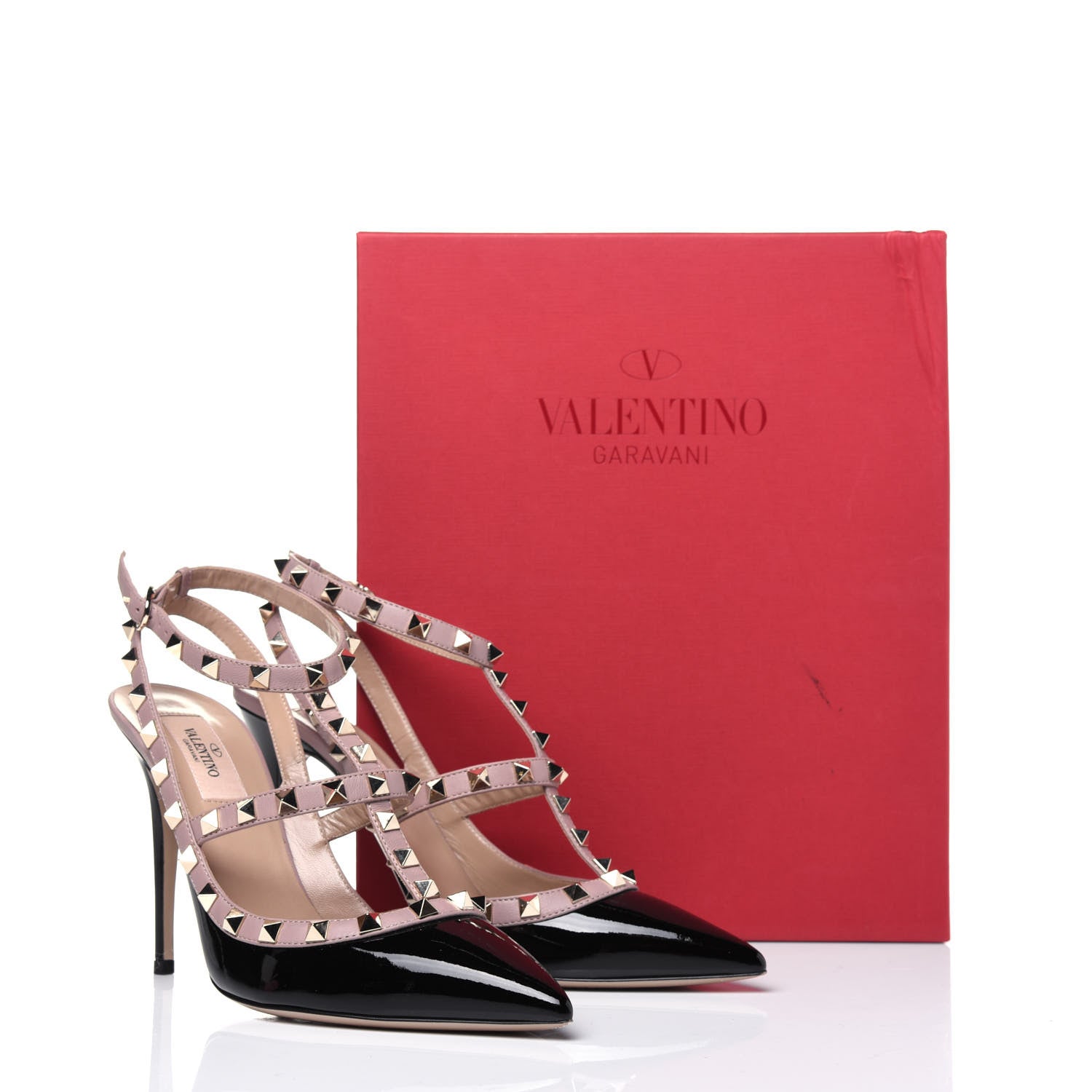 Valentino Garavani Patent Nappa Rockstud Ankle Strap 100mm Pumps 39 Black Poudre 9 of 9