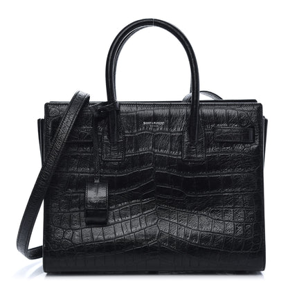 Saint Laurent Calfskin Crocodile Embossed Baby Sac De Jour Black 1 of 14
