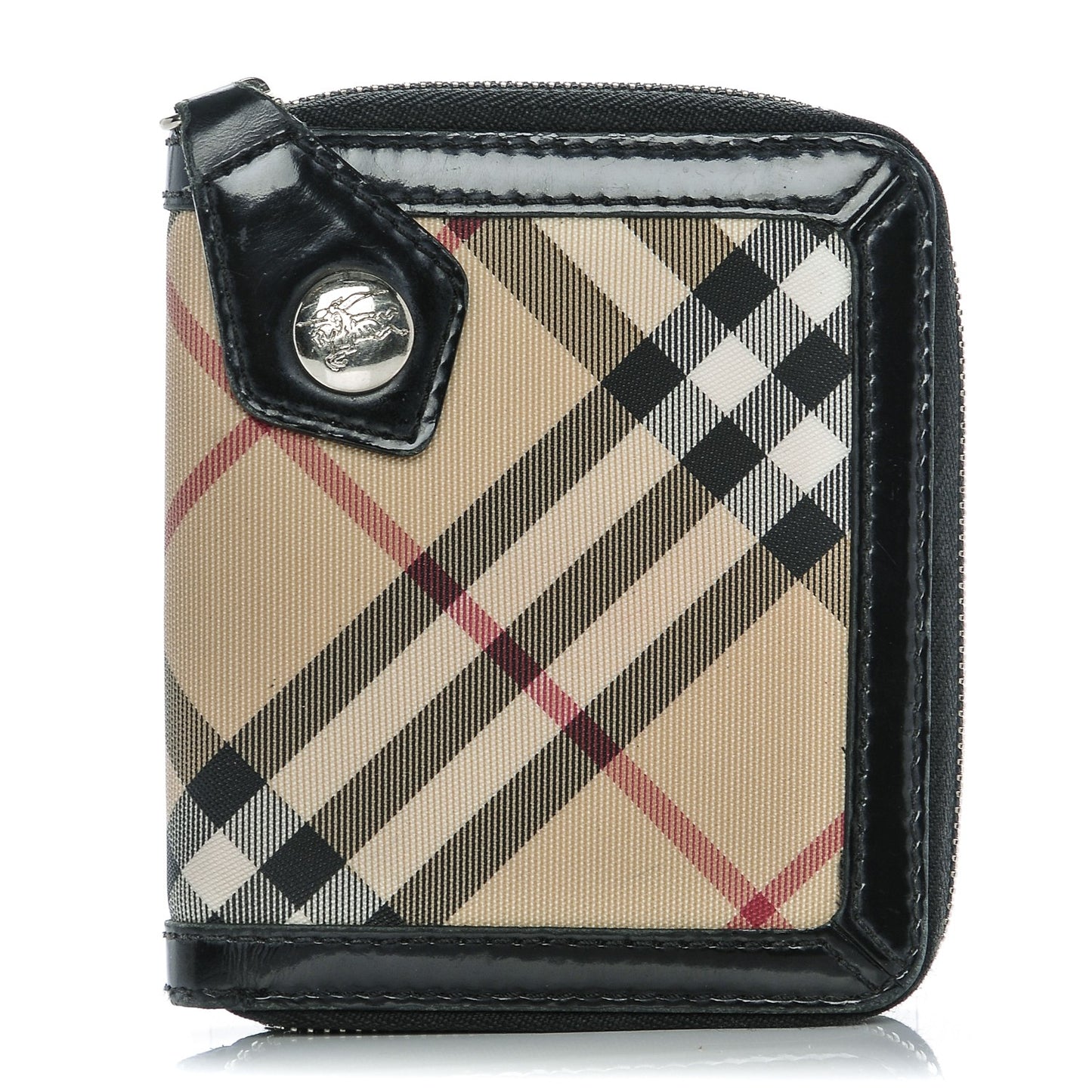 Supernova Check Compact Zip Around Wallet Black