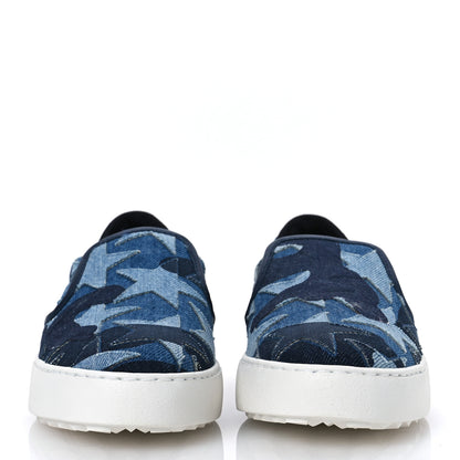 Valentino Garavani Denim Camustars Rockstud Slip On Sneakers 36 Blue 3 of 11