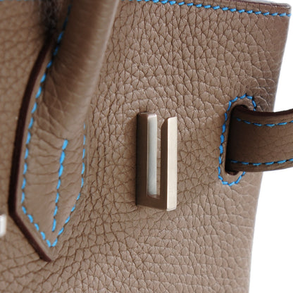 Hermes Taurillon Clemence Horseshoe Birkin 30 Etoupe Mykonos 19 of 21