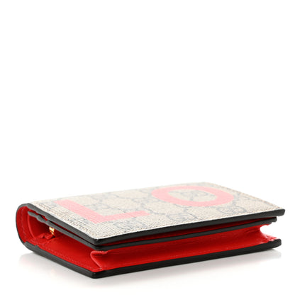 Gucci GG Supreme Monogram Moon Calfskin Love Valentines Day Card Case Beige Ebony New Geranium 4 of 8