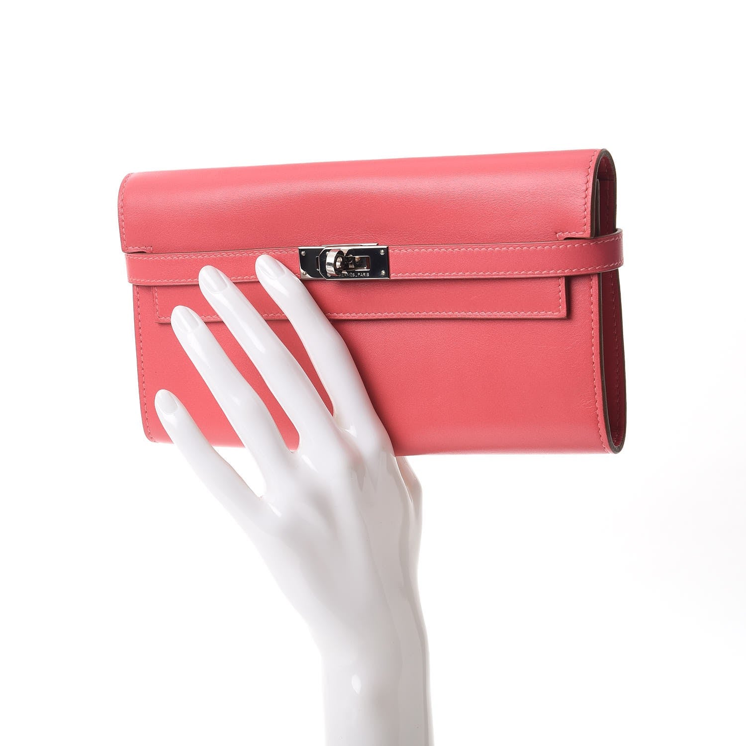 Hermes Tadelakt Kelly Longue Wallet Rose Lipstick 2 of 7