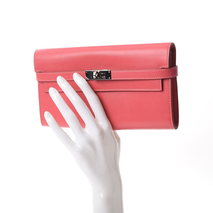 Hermes Tadelakt Kelly Longue Wallet Rose Lipstick 2 of 7