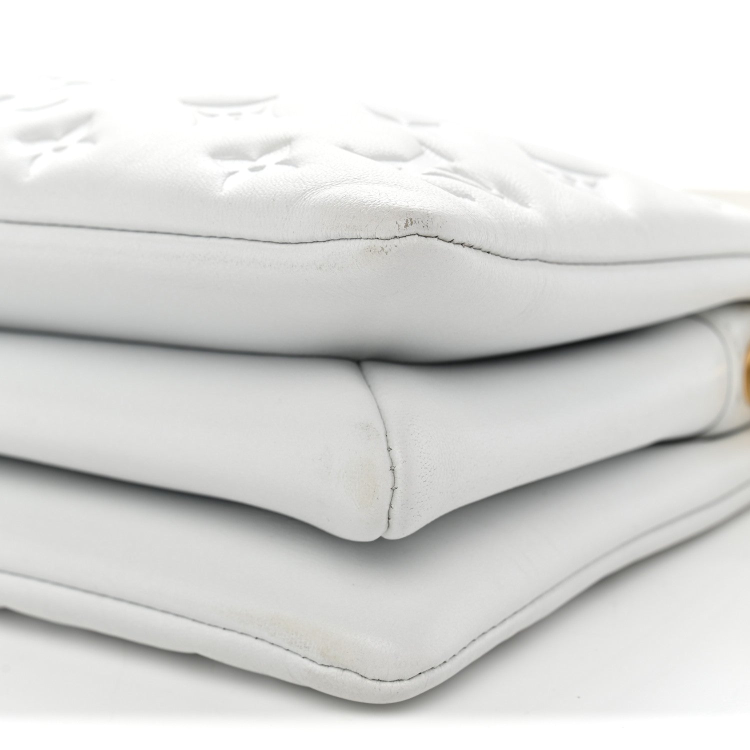Louis Vuitton Lambskin Embossed Monogram Coussin BB White 9 of 11