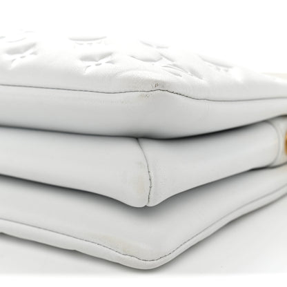 Louis Vuitton Lambskin Embossed Monogram Coussin BB White 9 of 11