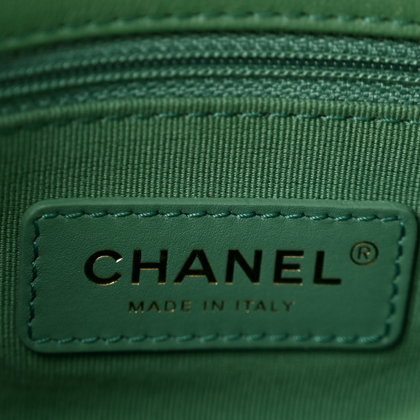 Lambskin Quilted Mini Logo Flap With Handle Green