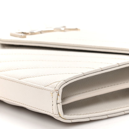 Saint Laurent Grain De Poudre Matelasse Chevron Monogram Chain Wallet Crema Soft 10 of 10