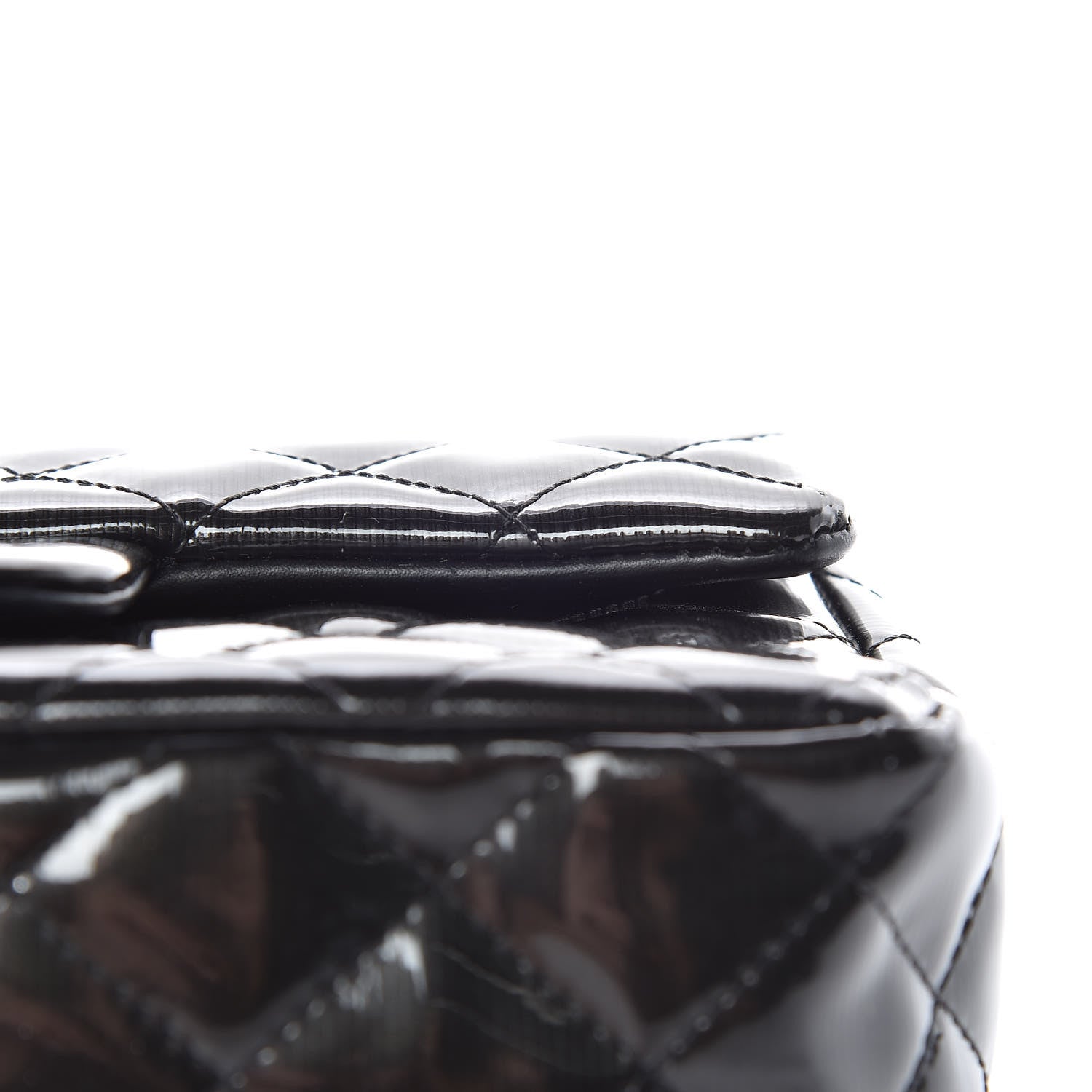 Chanel Striated Patent Calfskin Quilted Mini Rectangular Flap Dark Grey 10 of 15