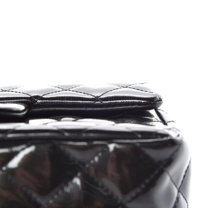 Chanel Striated Patent Calfskin Quilted Mini Rectangular Flap Dark Grey 10 of 15