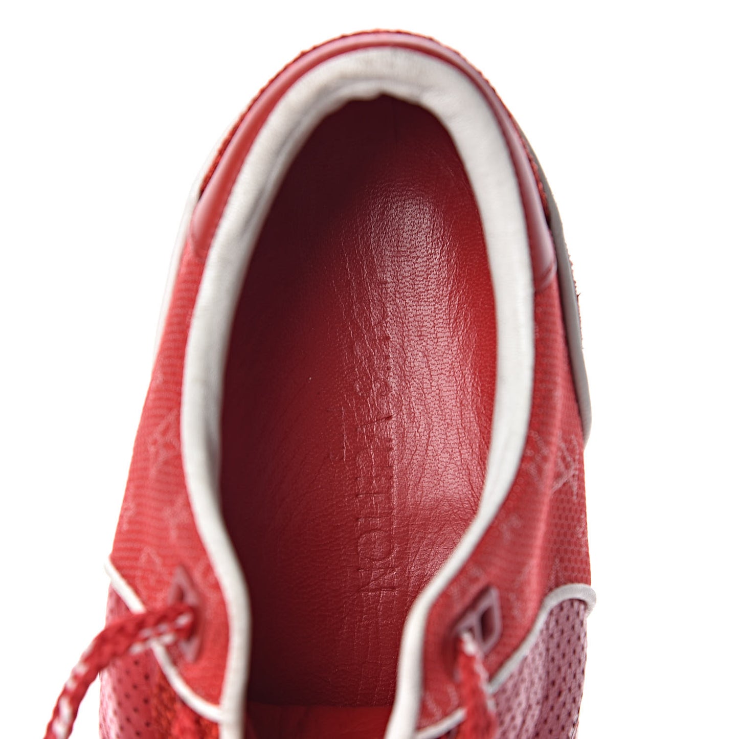 Suede Calfskin Perforated Monogram Sneaker 37.5 Red