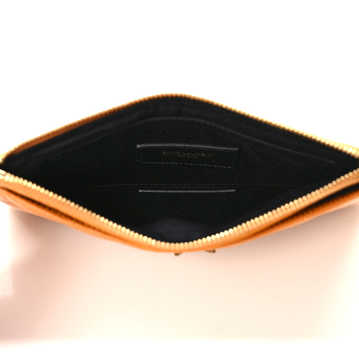 Saint Laurent Grain De Poudre Chevron Monogram Bill Pouch Senape Yellow 5 of 6