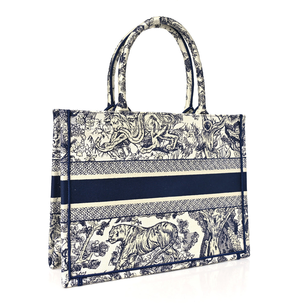 Christian Dior Canvas Embroidered Medium Dioriviera Toile De Jouy Book Tote Blue 3 of 11