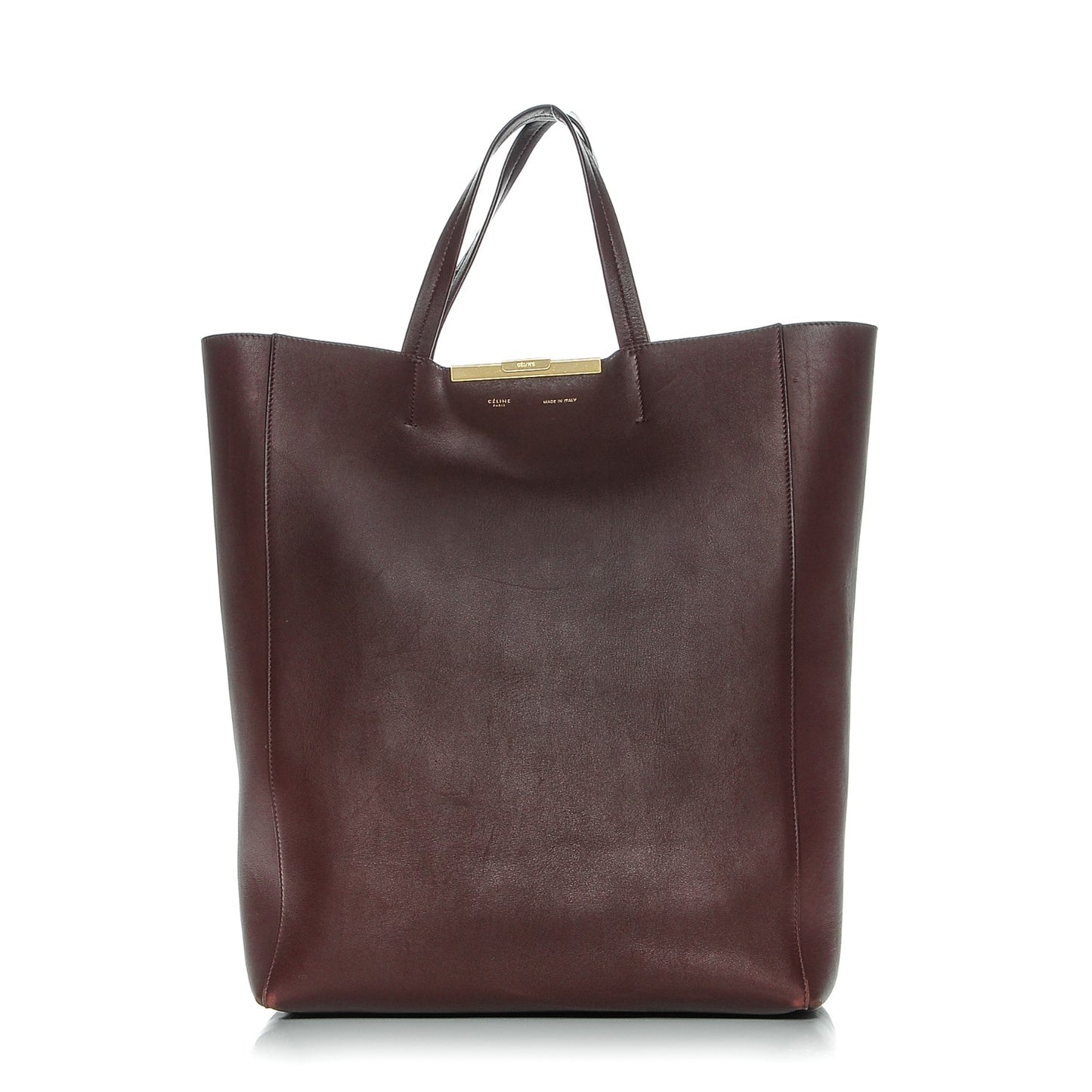 Calfskin Clasp Vertical Cabas Burgundy