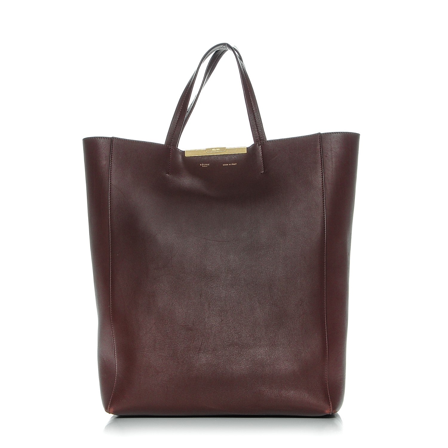 Celine Calfskin Clasp Vertical Cabas Burgundy 1 of 8