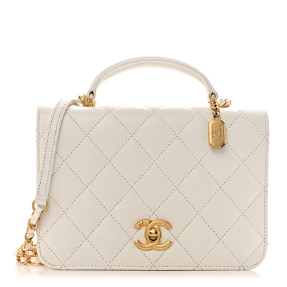 Chanel Caviar Quilted Mini Top Handle Flap White 1 of 12