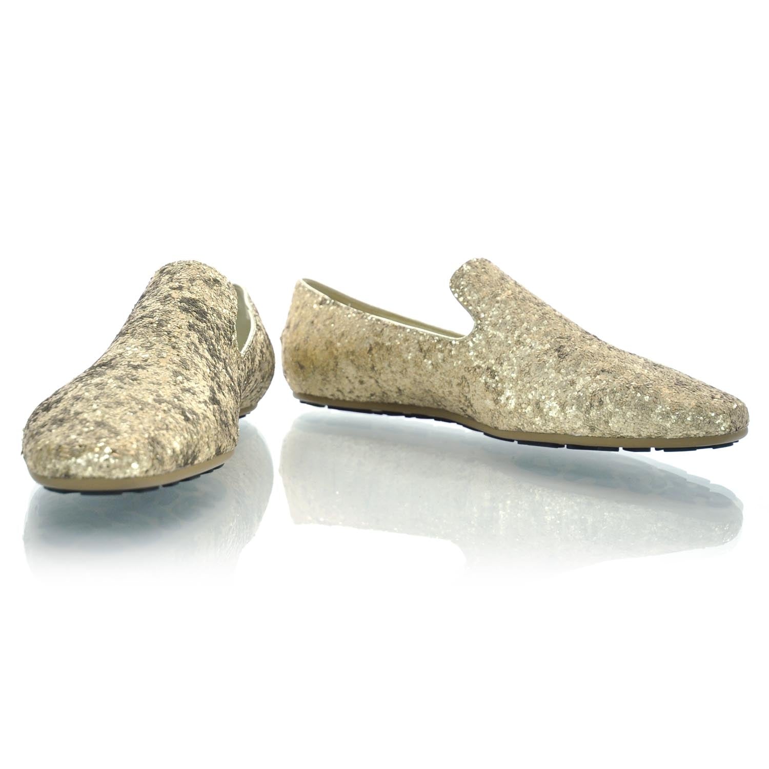 Jimmy Choo Glitter Wheel Jazz Flats 35.5 Champagne 1 of 8