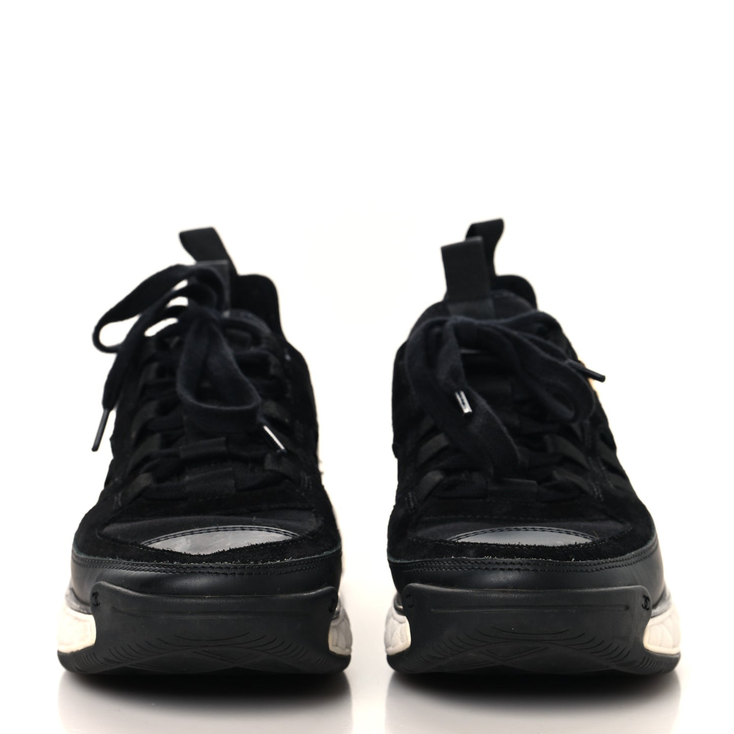 Velvet Calfskin Mixed Fibers CC Sneakers 35 Black