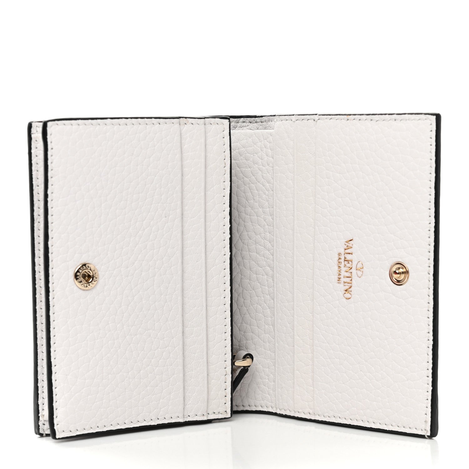 Valentino Garavani Pebbled Calfskin Rockstud French Flap Wallet Optic White 6 of 10