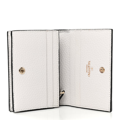 Valentino Garavani Pebbled Calfskin Rockstud French Flap Wallet Optic White 6 of 10