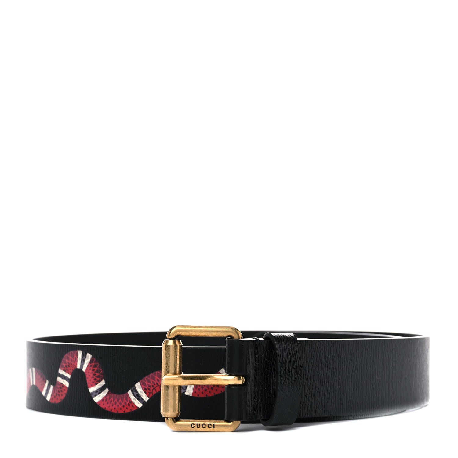Gucci Shangai Calfskin Kingsnake 35mm Belt 80 32 Black Multicolor 1 of 7