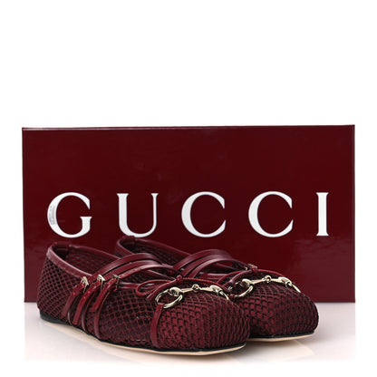Gucci Video Net Nappa Horsebit Ballerina Flats 38 Rosso Ancora 10 of 10