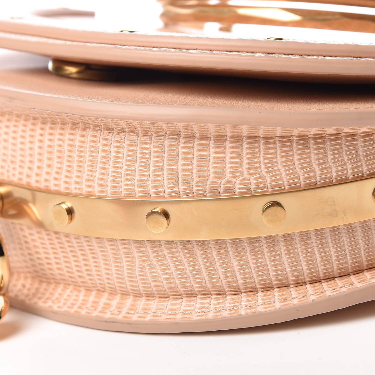 Chloe Calfskin Lizard Embossed Nile Bracelet Minaudiere Bag Pink 9 of 9
