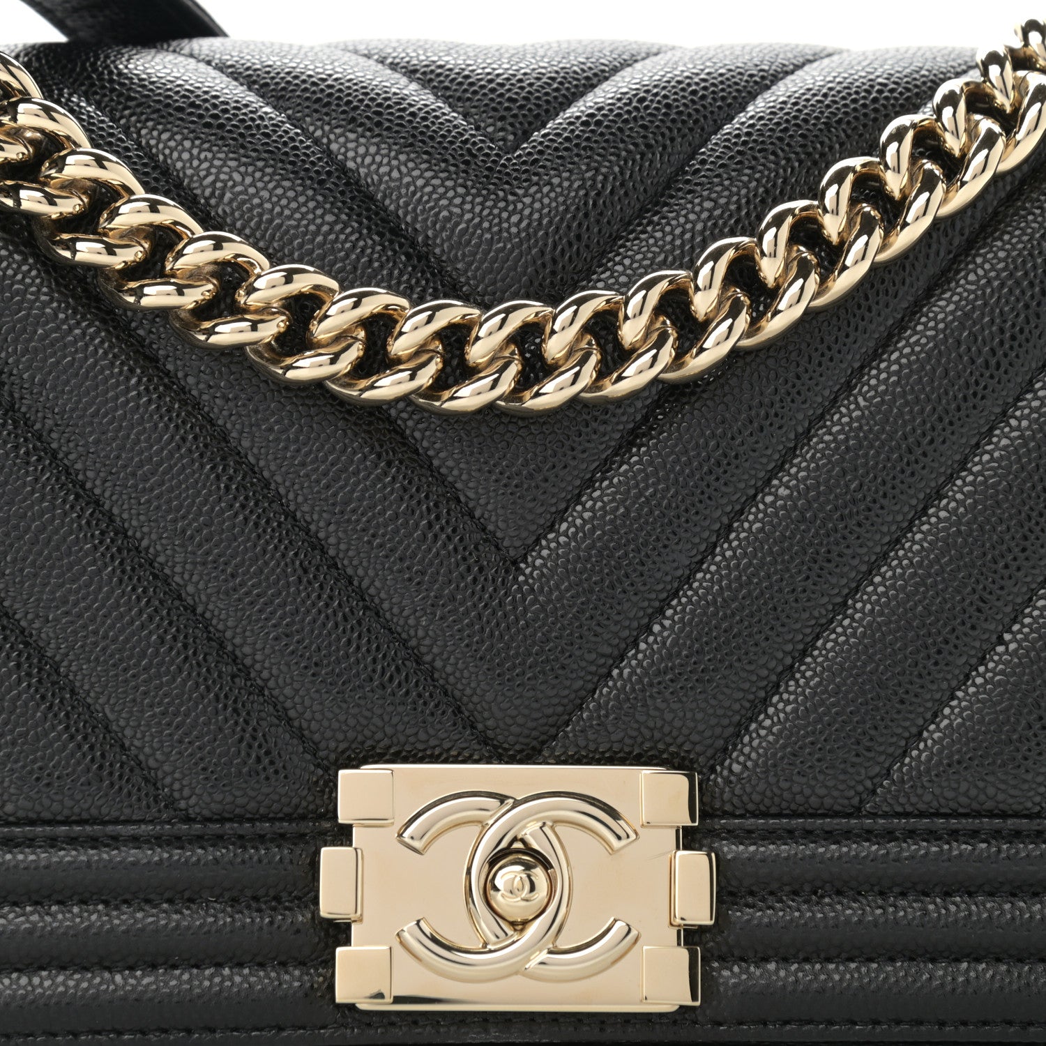 Chanel Caviar Chevron Quilted Medium Boy Flap Black 8 of 12