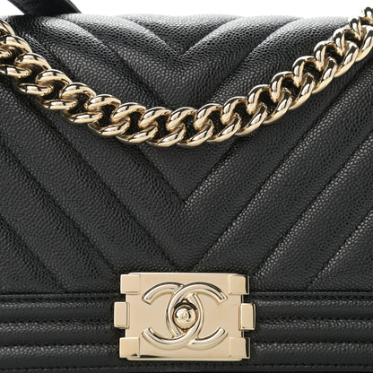 Chanel Caviar Chevron Quilted Medium Boy Flap Black 8 of 12
