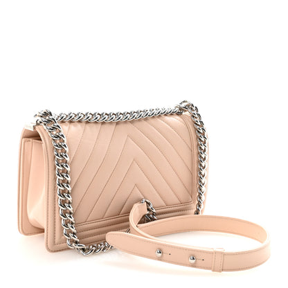 Chanel Calfskin Chevron Quilted Medium Boy Flap Light Pink 3 of 11