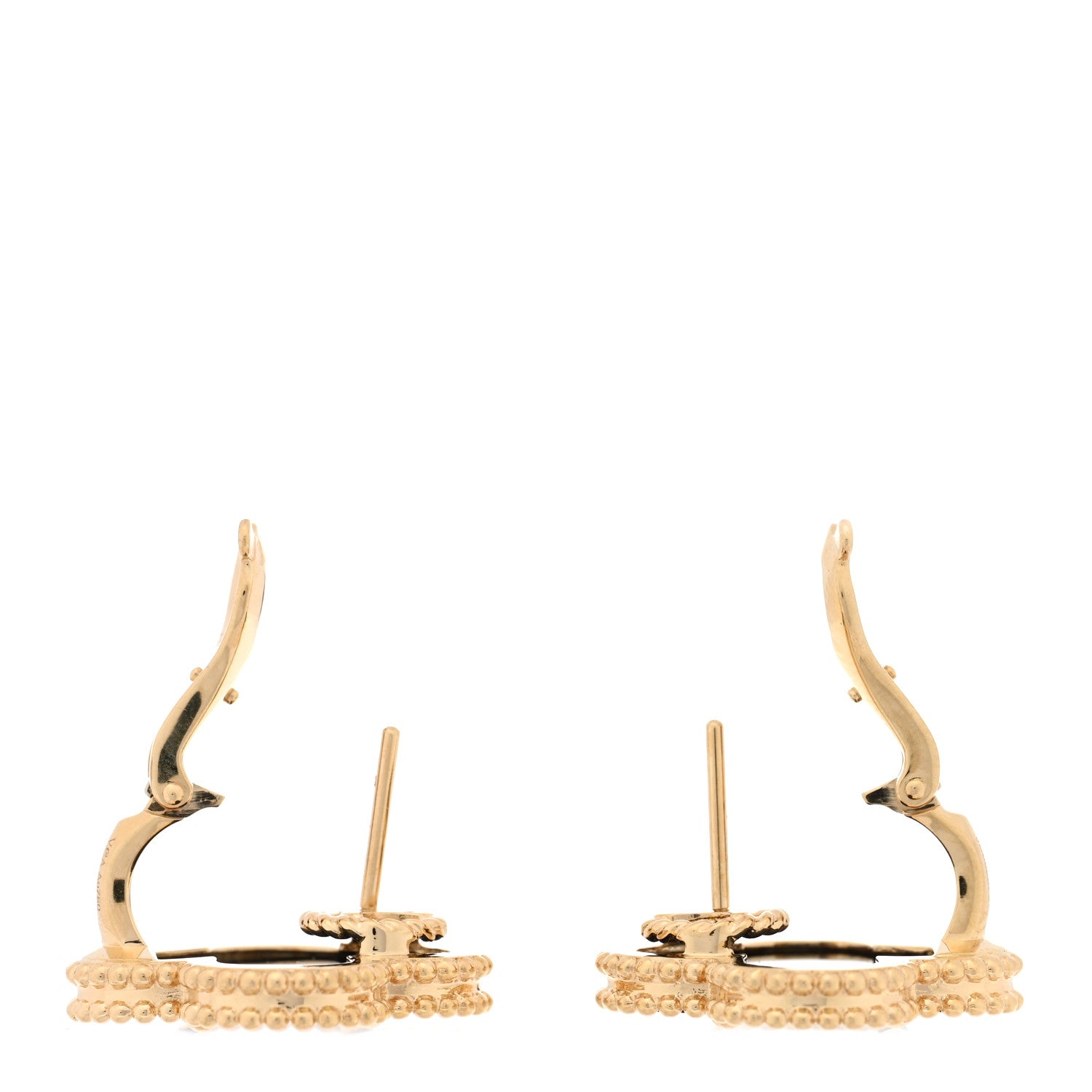 Van Cleef & Arpels 18K Yellow Gold Black Onyx Magic Alhambra Earrings 3 of 5