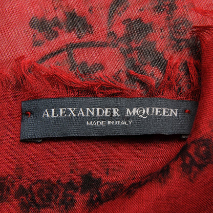 Alexander McQueen Modal Silk Scarf Red Black 6 of 6