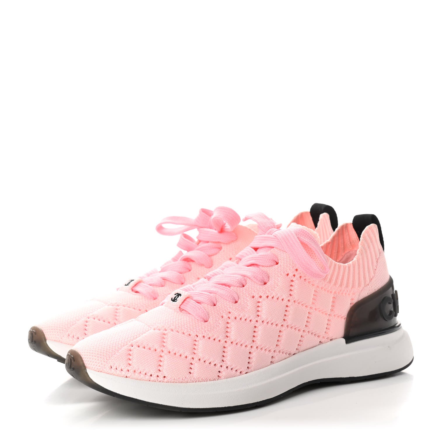 Chanel Mixed Fibers Quilted Womens CC Sneakers 38 Light Pink 3 of 8