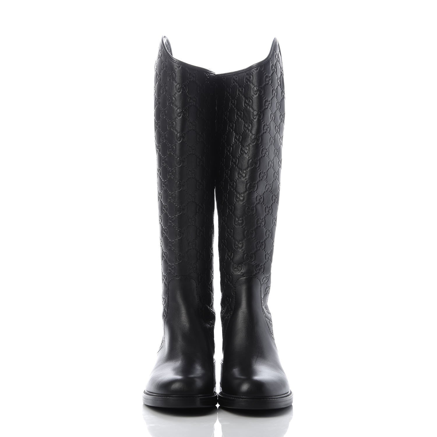 Gucci Guccissima Calfskin Miro Soft Knee High Riding Boots 39 Black 2 of 9